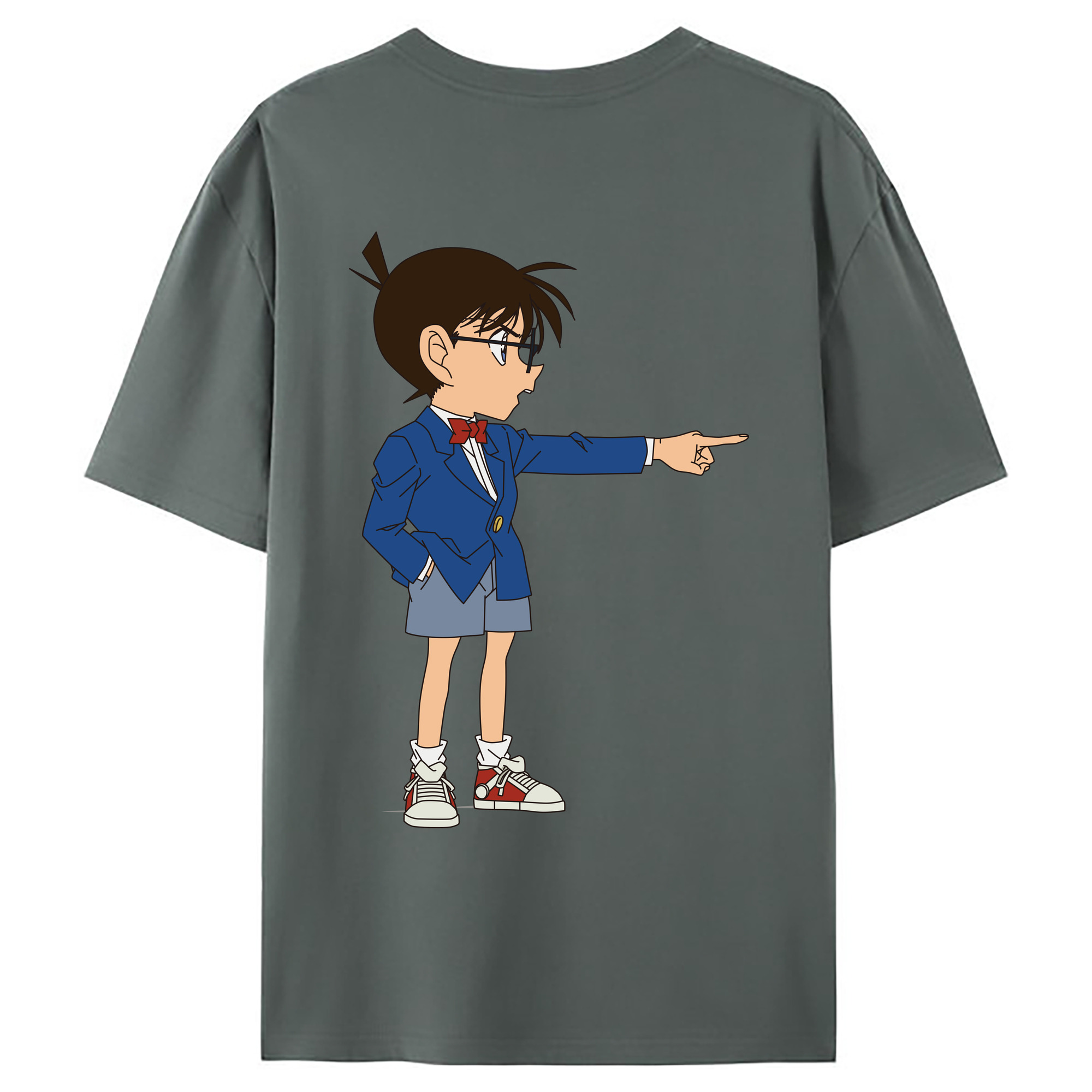 （画像用） 名探偵コナン 江戸川 コナン Detective Conan Conan Edogawa 綿100％ メンズ半袖Tシャツ（バックプリント） 通気性